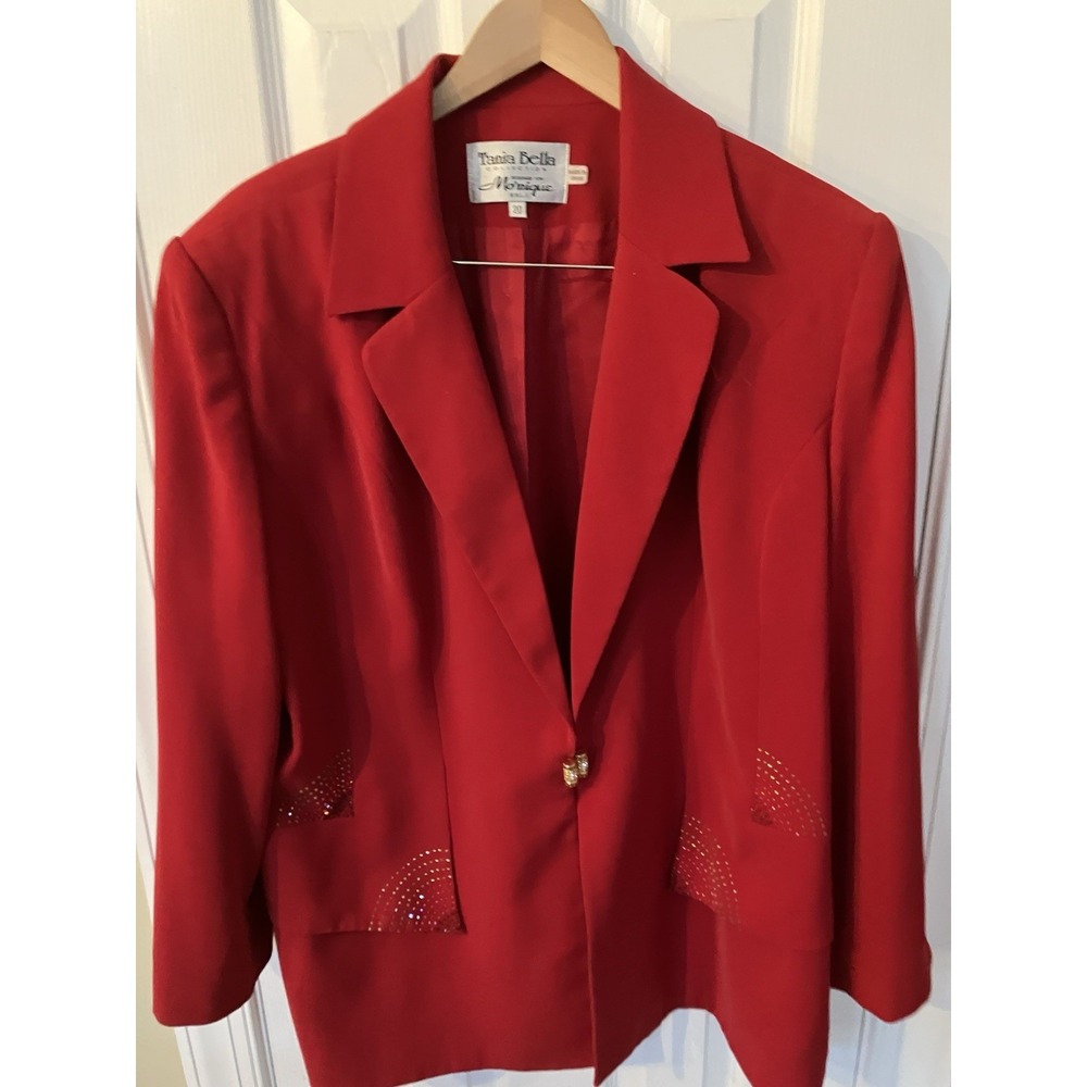 Tania Bella Collection Holiday Sparkle Festive Red Skirt Suit Size20